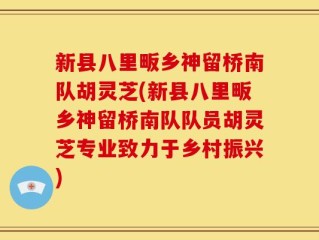 新县八里畈乡神留桥南队胡灵芝(新县八里畈乡神留桥南队队员胡灵芝专业致力于乡村振兴)