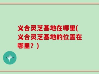 义合灵芝基地在哪里(义合灵芝基地的位置在哪里？)
