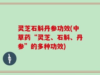 灵芝石斛丹参功效(中草药“灵芝、石斛、丹参”的多种功效)