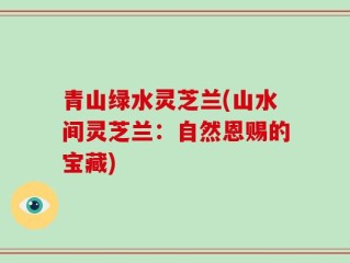 青山绿水灵芝兰(山水间灵芝兰：自然恩赐的宝藏)