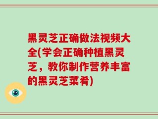 黑灵芝正确做法视频大全(学会正确种植黑灵芝，教你制作营养丰富的黑灵芝菜肴)