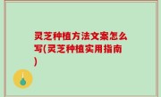灵芝种植方法文案怎么写(灵芝种植实用指南)