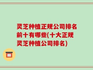 灵芝种植正规公司排名前十有哪些(十大正规灵芝种植公司排名)