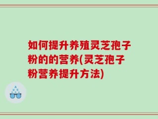 如何提升养殖灵芝孢子粉的的营养(灵芝孢子粉营养提升方法)