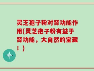 灵芝孢子粉对肾功能作用(灵芝孢子粉有益于肾功能，大自然的宝藏！)