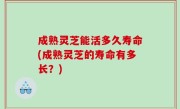 成熟灵芝能活多久寿命(成熟灵芝的寿命有多长？)