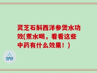 灵芝石斛西洋参煲水功效(煮水喝，看看这些中药有什么效果！)