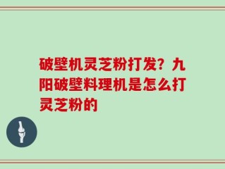 破壁机灵芝粉打发？九阳破壁料理机是怎么打灵芝粉的