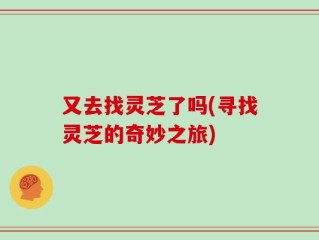 又去找灵芝了吗(寻找灵芝的奇妙之旅)