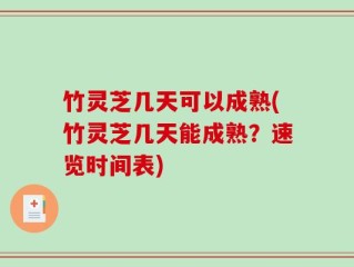 竹灵芝几天可以成熟(竹灵芝几天能成熟？速览时间表)