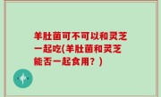 羊肚菌可不可以和灵芝一起吃(羊肚菌和灵芝能否一起食用？)