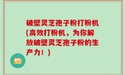 破壁灵芝孢子粉打粉机(高效打粉机，为你解放破壁灵芝孢子粉的生产力！)