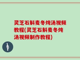 灵芝石斛麦冬炖汤视频教程(灵芝石斛麦冬炖汤视频制作教程)