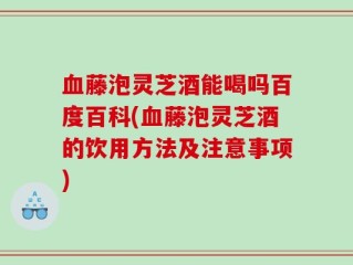 血藤泡灵芝酒能喝吗百度百科(血藤泡灵芝酒的饮用方法及注意事项)