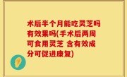 术后半个月能吃灵芝吗有效果吗(手术后两周可食用灵芝 含有效成分可促进康复)