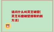 请问什么叫灵芝破壁(灵芝石磨破壁提取的新方法)