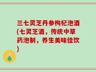 三七灵芝丹参枸杞泡酒(七灵芝酒，传统中草药泡制，养生美味佳饮)