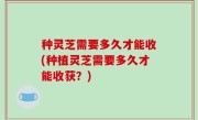 种灵芝需要多久才能收(种植灵芝需要多久才能收获？)