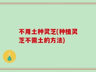 不用土种灵芝(种植灵芝不需土的方法)
