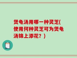 煲龟汤用哪一种灵芝(使用何种灵芝可为煲龟汤锦上添花？)