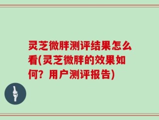 灵芝微胖测评结果怎么看(灵芝微胖的效果如何？用户测评报告)