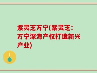 紫灵芝万宁(紫灵芝：万宁深海产权打造新兴产业)