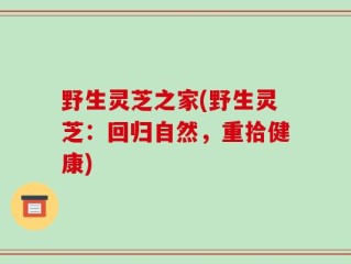 野生灵芝之家(野生灵芝：回归自然，重拾健康)
