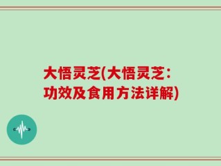 大悟灵芝(大悟灵芝：功效及食用方法详解)