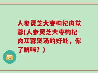 人参灵芝大枣枸杞肉苁蓉(人参灵芝大枣枸杞肉苁蓉煲汤的好处，你了解吗？)
