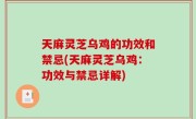天麻灵芝乌鸡的功效和禁忌(天麻灵芝乌鸡：功效与禁忌详解)