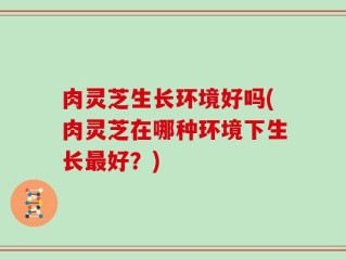 肉灵芝生长环境好吗(肉灵芝在哪种环境下生长最好？)