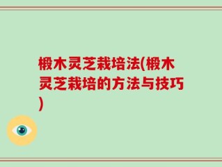 椴木灵芝栽培法(椴木灵芝栽培的方法与技巧)