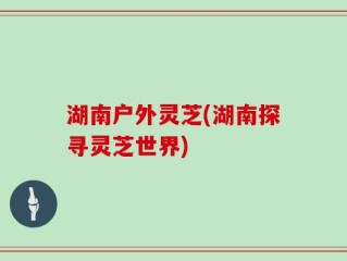 湖南户外灵芝(湖南探寻灵芝世界)