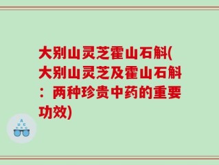 大别山灵芝霍山石斛(大别山灵芝及霍山石斛：两种珍贵中药的重要功效)