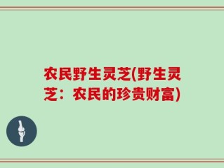 农民野生灵芝(野生灵芝：农民的珍贵财富)