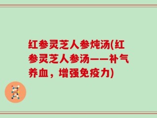 红参灵芝人参炖汤(红参灵芝人参汤——补气养血，增强免疫力)