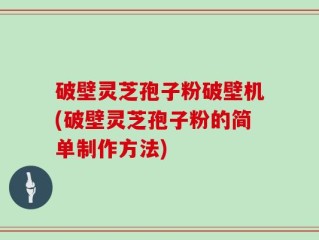 破壁灵芝孢子粉破壁机(破壁灵芝孢子粉的简单制作方法)