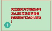 灵芝壶蒸汽萃取壶好吗怎么用(灵芝壶蒸馏器的使用技巧及优化建议)
