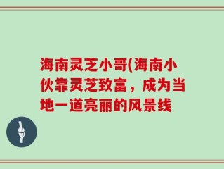 海南灵芝小哥(海南小伙靠灵芝致富，成为当地一道亮丽的风景线
