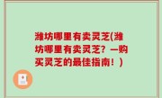 潍坊哪里有卖灵芝(潍坊哪里有卖灵芝？—购买灵芝的最佳指南！)