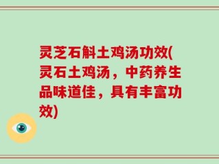灵芝石斛土鸡汤功效(灵石土鸡汤，中药养生品味道佳，具有丰富功效)