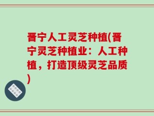 晋宁人工灵芝种植(晋宁灵芝种植业：人工种植，打造顶级灵芝品质)