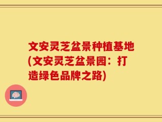 文安灵芝盆景种植基地(文安灵芝盆景园：打造绿色品牌之路)