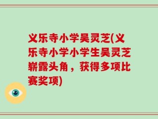 义乐寺小学吴灵芝(义乐寺小学小学生吴灵芝崭露头角，获得多项比赛奖项)