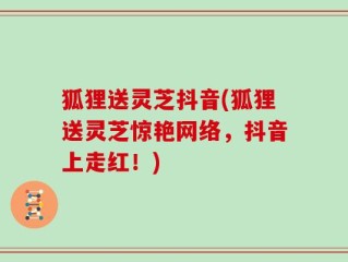 狐狸送灵芝抖音(狐狸送灵芝惊艳网络，抖音上走红！)