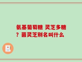 氨基葡萄糖 灵芝多糖？菌灵芝别名叫什么