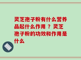 灵芝孢子粉有什么营养品起什么作用 ？灵芝孢子粉的功效和作用是什么