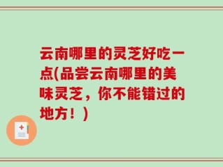 云南哪里的灵芝好吃一点(品尝云南哪里的美味灵芝，你不能错过的地方！)