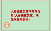 人参鹿茸灵芝功效与作用(人参鹿茸灵芝：功效与作用解析)