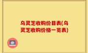 乌灵芝收购价目表(乌灵芝收购价格一览表)